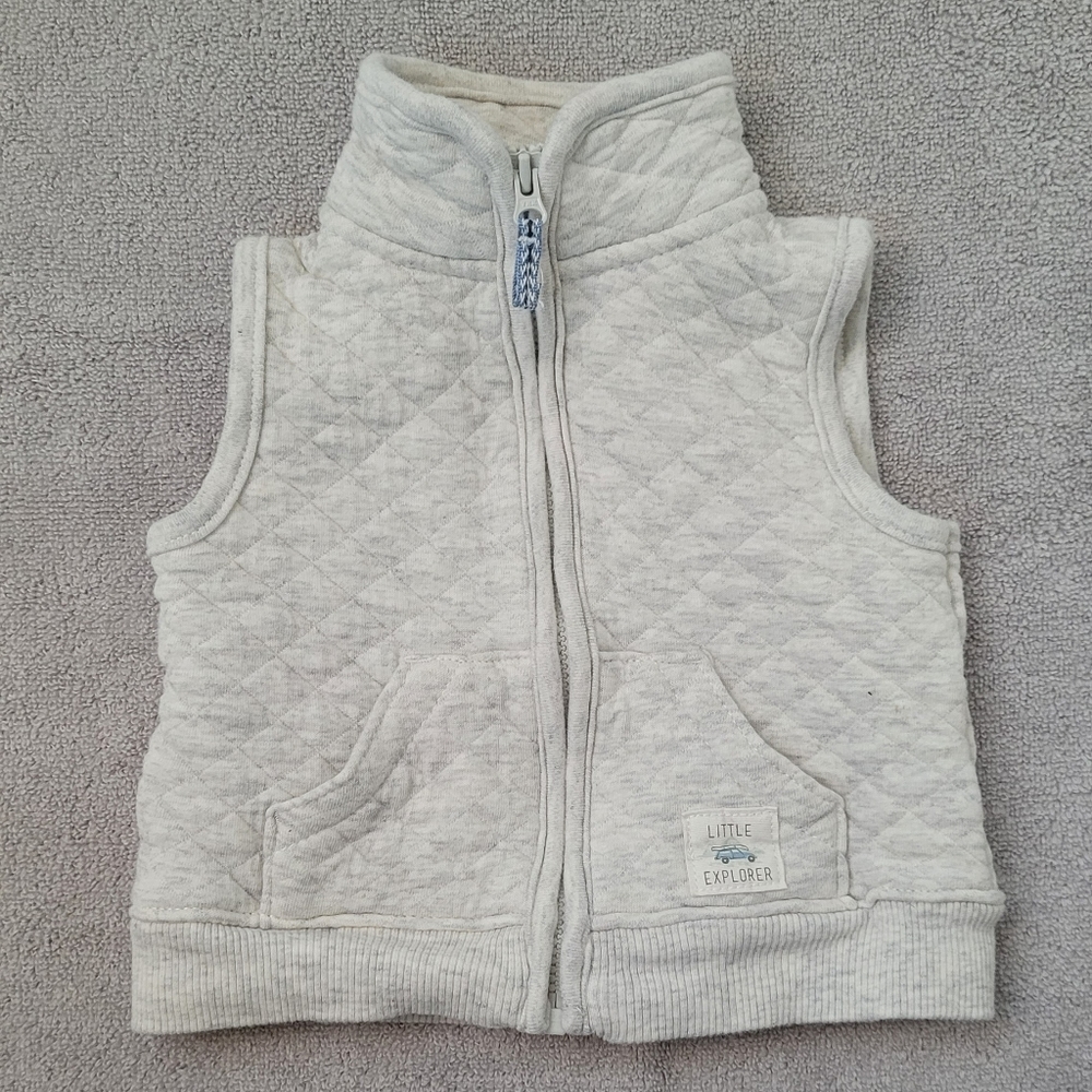 Baby quilted vest 3 months Carter's gray cream